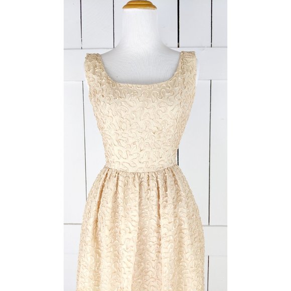 Vintage Harry Keiser champagne ribbon empire waist formal cocktail dress - Picture 2 of 8